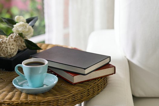 Tea cup and books